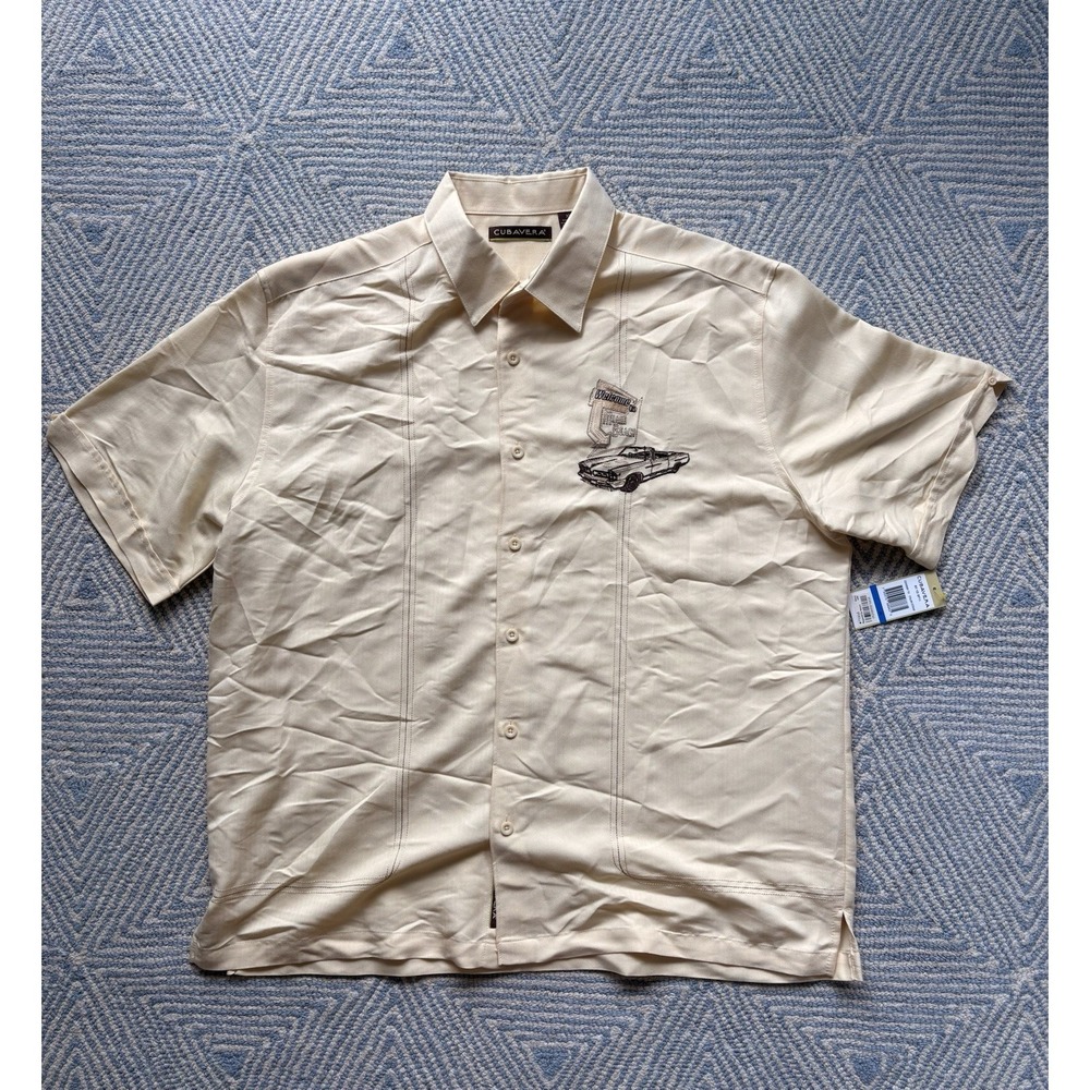 Cubavera Welcome to Miami‎ Beach Short Sleeve Button Shirt - NWT - Yellow - XL